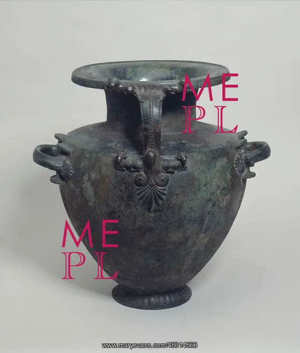 : Bronze oenochoe with Kouros-shaped handle : Bronze oenochoe with Kouros-shaped handle