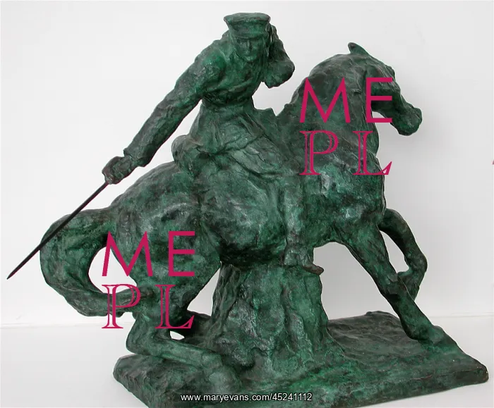 : Bronze sculpture of a WWI British trooper : Bronze sculpture of a WWI British trooper