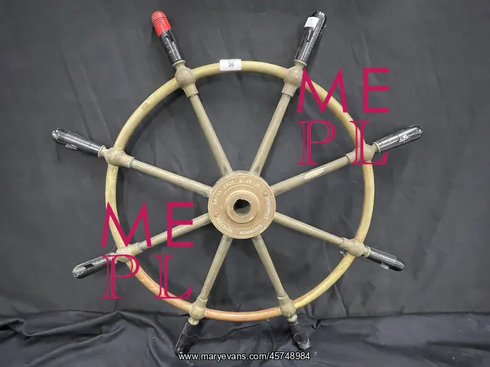 : Bronze ship's eight spoked wheel, Brown Brothers : Bronze ship's eight spoked wheel, Brown Brothers