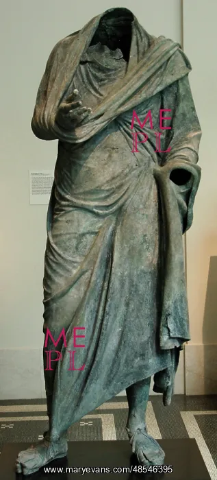 : Bronze statue of a man dressed with an himation (2nd-1st cen : Bronze statue of a man dressed with an himation (2nd-1st cen
