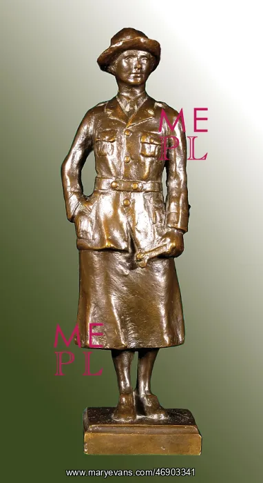 : Bronze statuette of a WAAC mechanic, WW1 : Bronze statuette of a WAAC mechanic, WW1