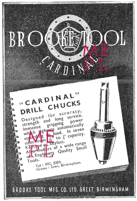 : Brooke Tool Cardinal Drill Chucks 1945 : Brooke Tool Cardinal Drill Chucks 1945