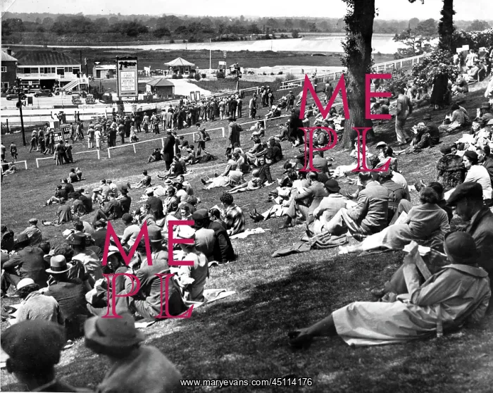  : Brooklands - Crowds on hillside at BARC Whit Monday Meet