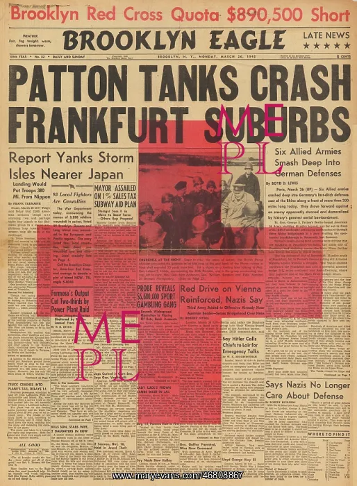 : Brooklyn Eagle front page US Forces enter Frankfurt : Brooklyn Eagle front page US Forces enter Frankfurt