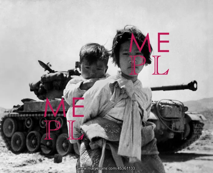 : With her brother on her back, a war weary Korean : With her brother on her back, a war weary Korean