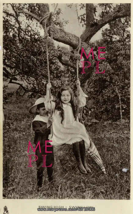 : Brother and Sister playing on a swing : Brother and Sister playing on a swing