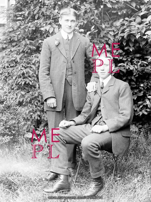 : Two brothers in a garden, Mid Wales : Two brothers in a garden, Mid Wales