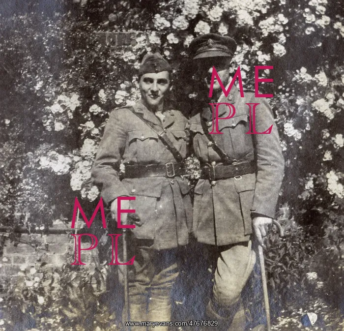 : Two brothers in a garden, WW1 : Two brothers in a garden, WW1