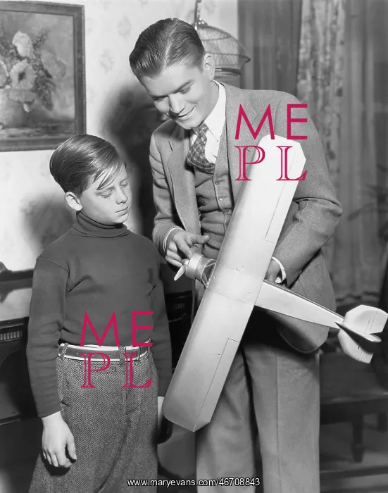 : Brothers with model airplane : Brothers with model airplane