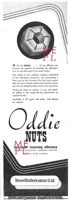 : Brown Brothers Aircraft & General Engineers. Oddie Nuts : Brown Brothers Aircraft & General Engineers. Oddie Nuts