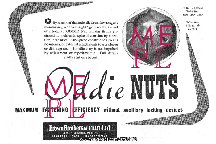 : Brown Brothers Aircraft & General Engineers. Oddie Nuts : Brown Brothers Aircraft & General Engineers. Oddie Nuts