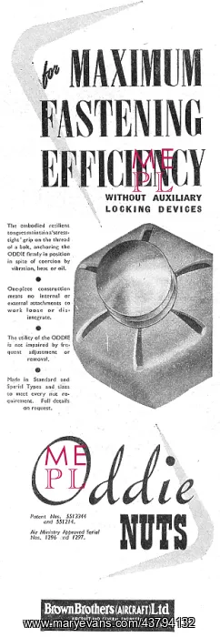 : Brown Brothers Aircraft & General Engineers. Oddie Nuts : Brown Brothers Aircraft & General Engineers. Oddie Nuts