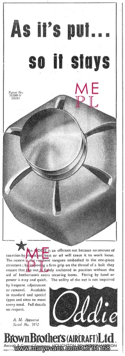 : Brown Brothers Aircraft & General Engineers. Oddie Nuts : Brown Brothers Aircraft & General Engineers. Oddie Nuts