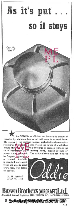 : Brown Brothers Aircraft & General Engineers. Oddie Nuts : Brown Brothers Aircraft & General Engineers. Oddie Nuts