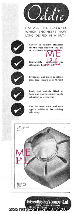 : Brown Brothers Aircraft & General Engineers. Oddie Nuts : Brown Brothers Aircraft & General Engineers. Oddie Nuts