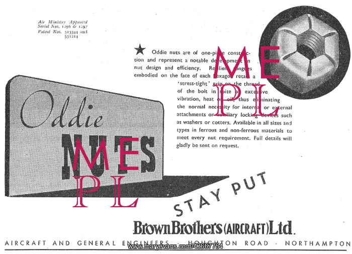 : Brown Brothers Aircraft & General Engineers - Oddie Nuts : Brown Brothers Aircraft & General Engineers - Oddie Nuts