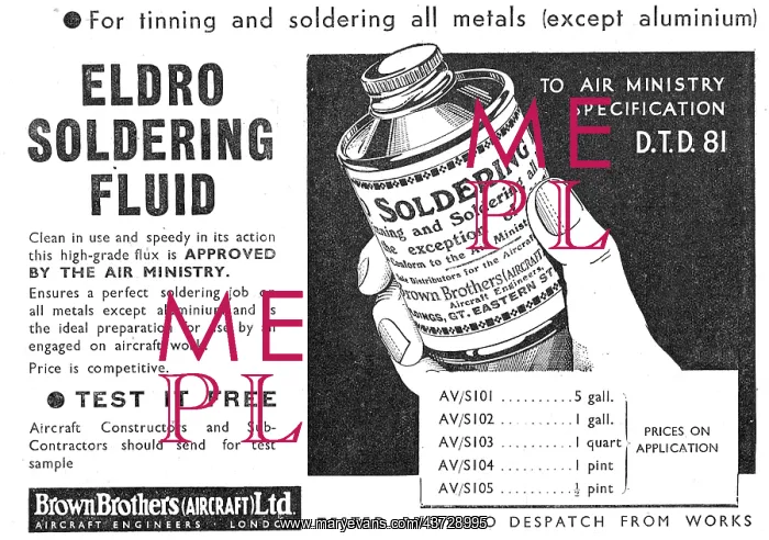 : Brown Brothers - Eldro Soldering Fluid : Brown Brothers - Eldro Soldering Fluid