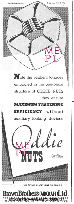 : Brown Brothers Oddie Nuts For Aircraft Assembly : Brown Brothers Oddie Nuts For Aircraft Assembly