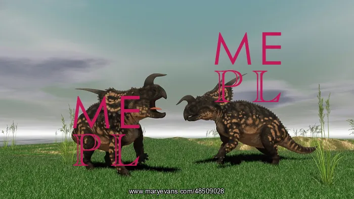 : Two brown Einiosaurus dinosaurs confront each other in an ? : Two brown Einiosaurus dinosaurs confront each other in an ?