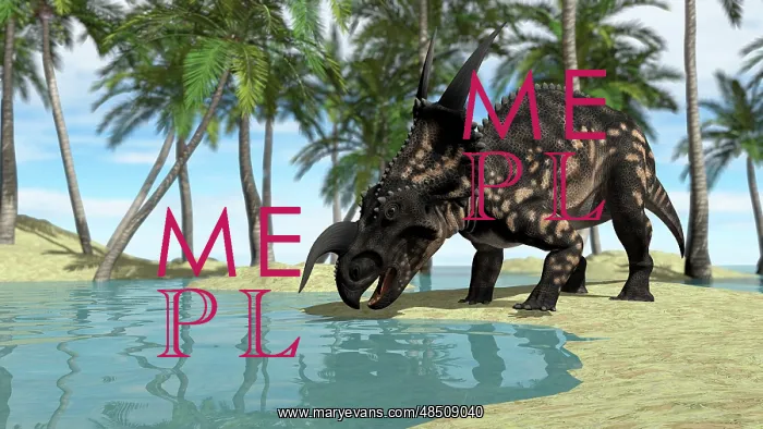 : Brown Einiosaurus drinking from shallow waters : Brown Einiosaurus drinking from shallow waters