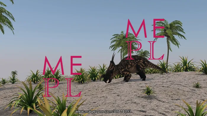: Brown Einiosaurus in a prehistoric environment : Brown Einiosaurus in a prehistoric environment