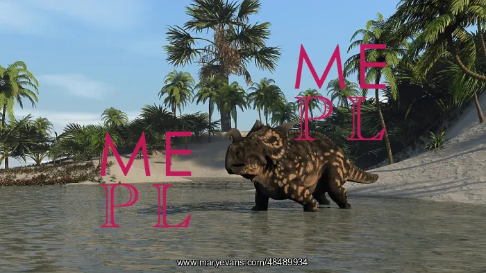 : Brown Einiosaurus in shallow water : Brown Einiosaurus in shallow water