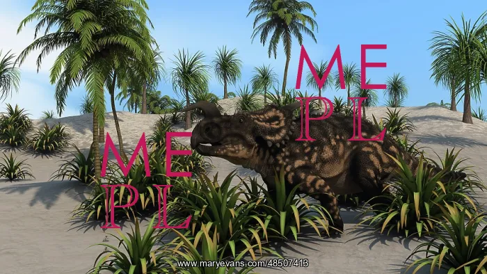 : Brown Einiosaurus in a tropical setting : Brown Einiosaurus in a tropical setting