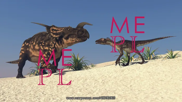 : Brown Einiosaurus and a Utahraptor confront each other ? : Brown Einiosaurus and a Utahraptor confront each other ?