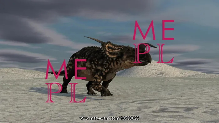 : Brown Einiosaurus walking across a barren landscape : Brown Einiosaurus walking across a barren landscape