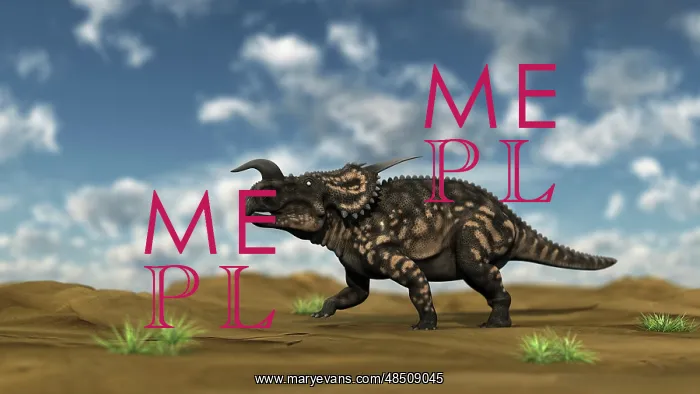 : Brown Einiosaurus walking across a barren landscape : Brown Einiosaurus walking across a barren landscape