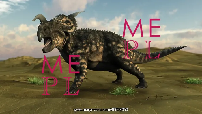 : Brown Einiosaurus walking across a barren landscape : Brown Einiosaurus walking across a barren landscape