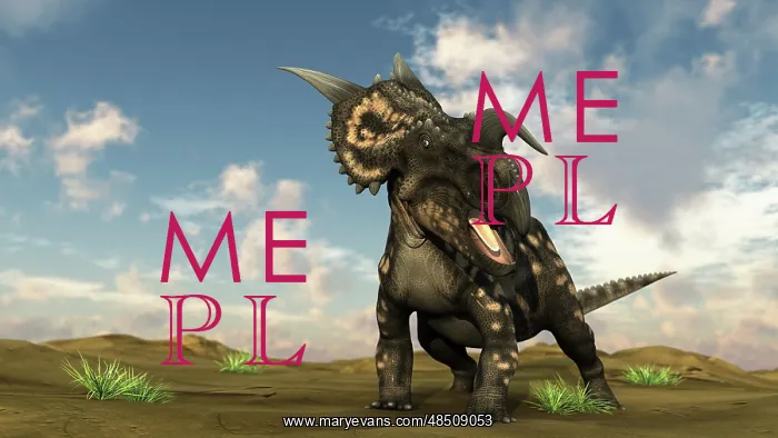 : Brown Einiosaurus walking across a barren landscape : Brown Einiosaurus walking across a barren landscape