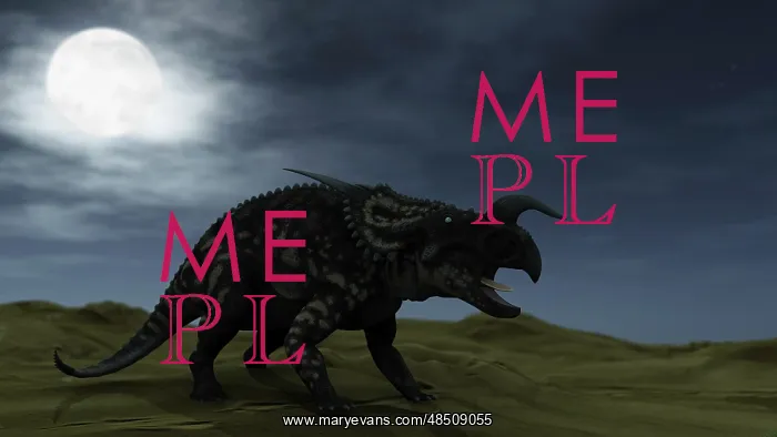 : Brown Einiosaurus walking across a barren landscape : Brown Einiosaurus walking across a barren landscape