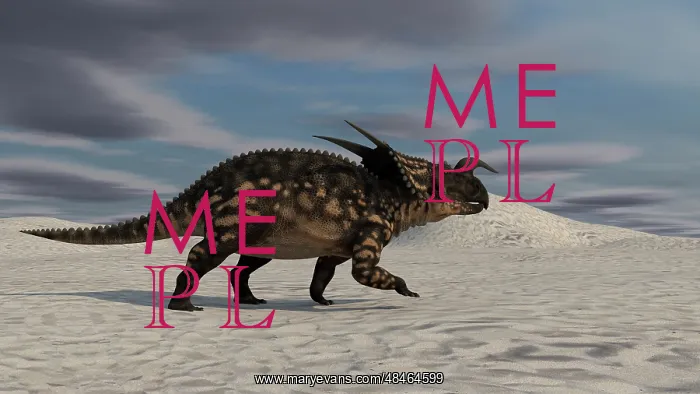 : Brown Einiosaurus walking across a desert landscape : Brown Einiosaurus walking across a desert landscape