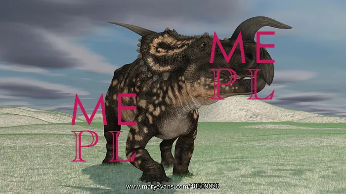: Brown Einiosaurus walking across an open field : Brown Einiosaurus walking across an open field