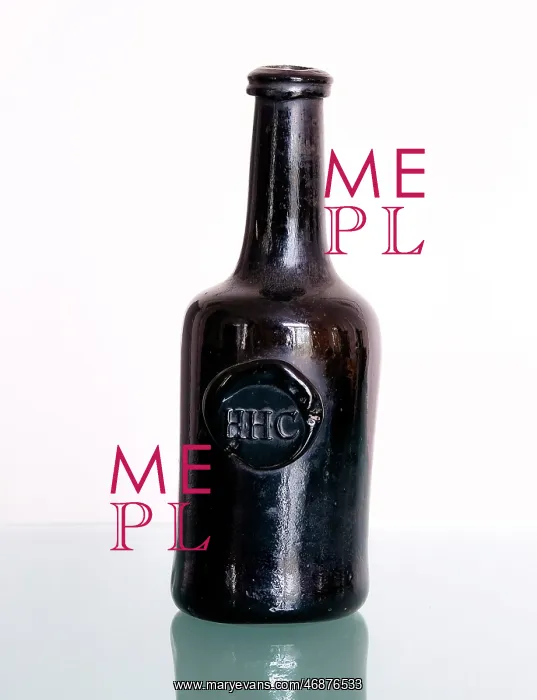 : Brown glass wine bottle marked HHC : Brown glass wine bottle marked HHC