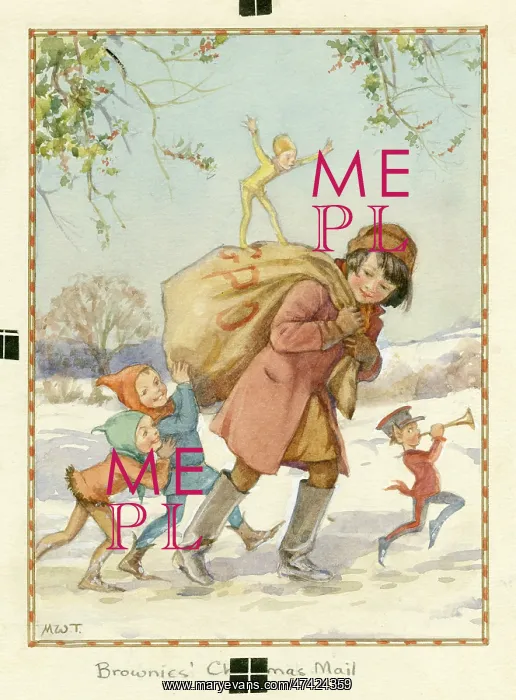 : A Brownie delivering the Christmas Mail : A Brownie delivering the Christmas Mail