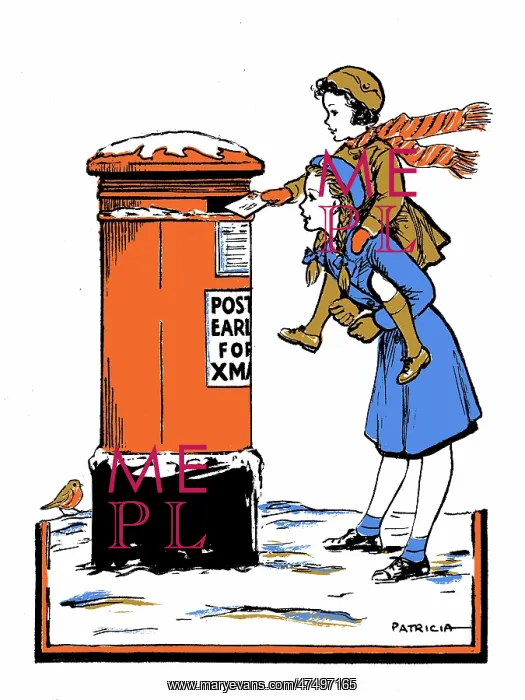 : Brownie on back Girl Guide posting a letter : Brownie on back Girl Guide posting a letter