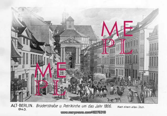 : Bruderstrasse and Petrikirche in Berlin, around 1806 : Bruderstrasse and Petrikirche in Berlin, around 1806