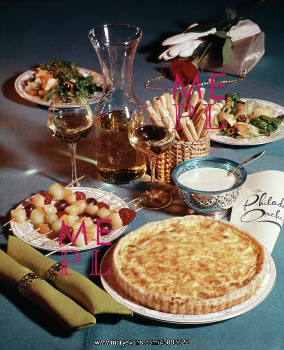 : Brunch Quiche Salad Fruit Kebobs Breadsticks White : Brunch Quiche Salad Fruit Kebobs Breadsticks White