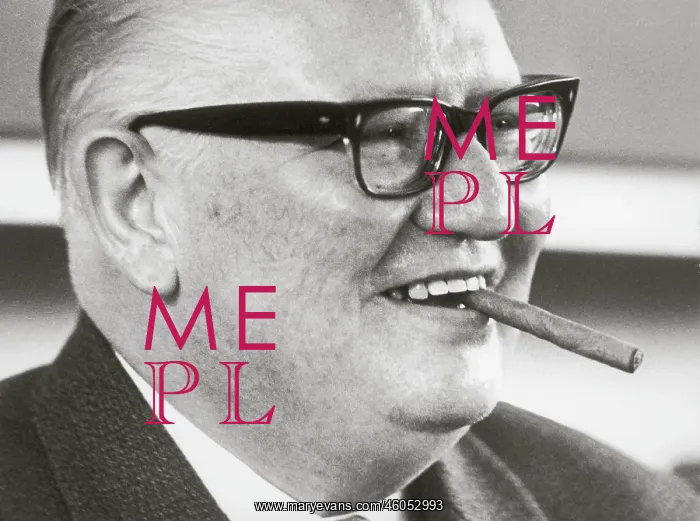 : Bruno Pittermann with cigar : Bruno Pittermann with cigar