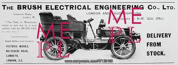 : Brush Electrical Engineering veteran car advert : Brush Electrical Engineering veteran car advert