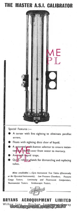 : Bryans Aeroquipment. MASTER A.S.I. Calibrator : Bryans Aeroquipment. MASTER A.S.I. Calibrator