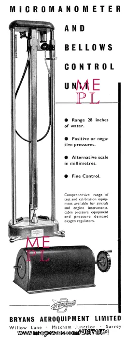 : Bryans Aeroquipment Micromanometer & Bellows Control Unit : Bryans Aeroquipment Micromanometer & Bellows Control Unit