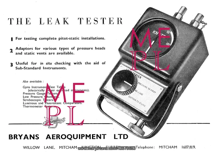 : Bryans Aeroquipment Pitot Static Leak Tester : Bryans Aeroquipment Pitot Static Leak Tester