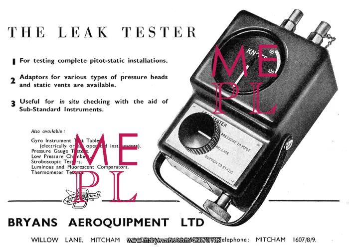: Bryans Aeroquipment - Pitot Static Leak Tester : Bryans Aeroquipment - Pitot Static Leak Tester