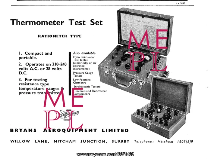 : Bryans Aeroquipment -Thermometer Test Set : Bryans Aeroquipment -Thermometer Test Set