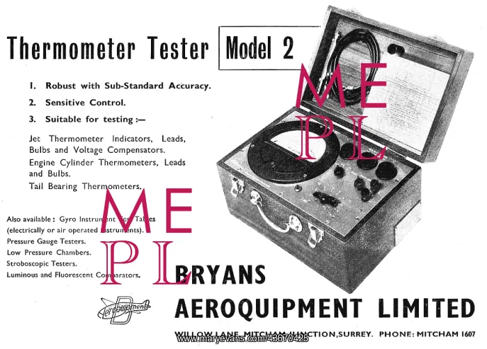 : Bryans Aeroquipment - Thermometer Tester Model 2. 1950 : Bryans Aeroquipment - Thermometer Tester Model 2. 1950