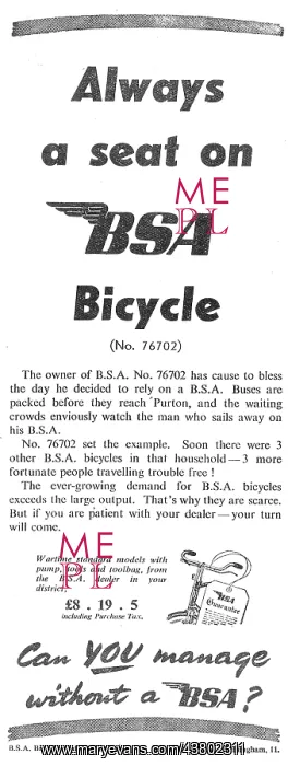  : BSA Bicycles