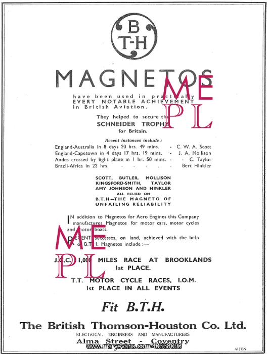 : BTH Aero Engine Magnetos Recent Achievements : BTH Aero Engine Magnetos Recent Achievements